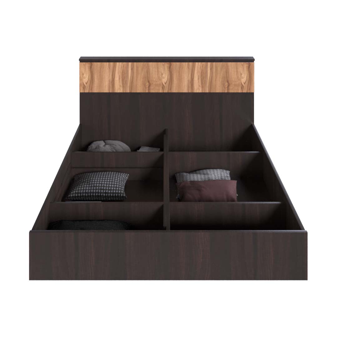 Modern Queen Size Bed With Storage In Swacut Dark