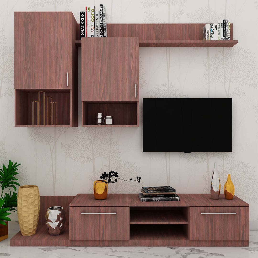 Wall Mounted Tv Unit In Rose Wood