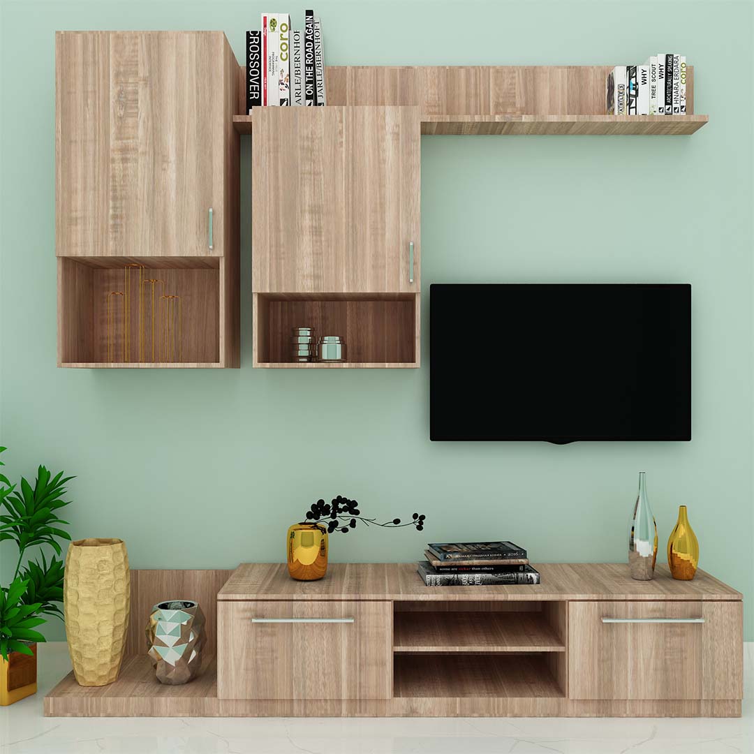 Wall Mounted Tv Unit In English Oak Dark