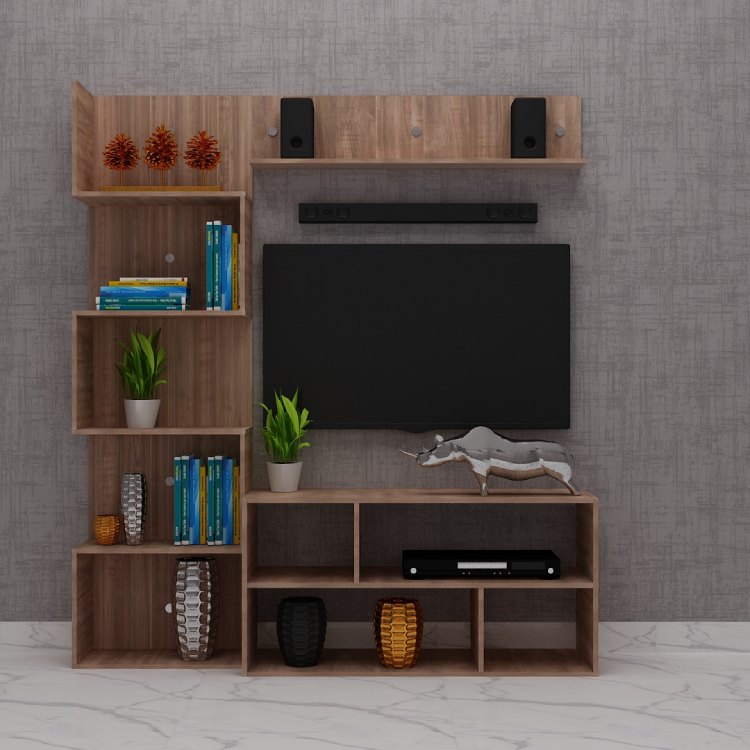 Wooden Modern Tv Unit With Storage (In English Oak Dark)