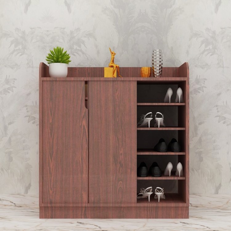 Shoe Cabinet with open shelf In Rose Wood