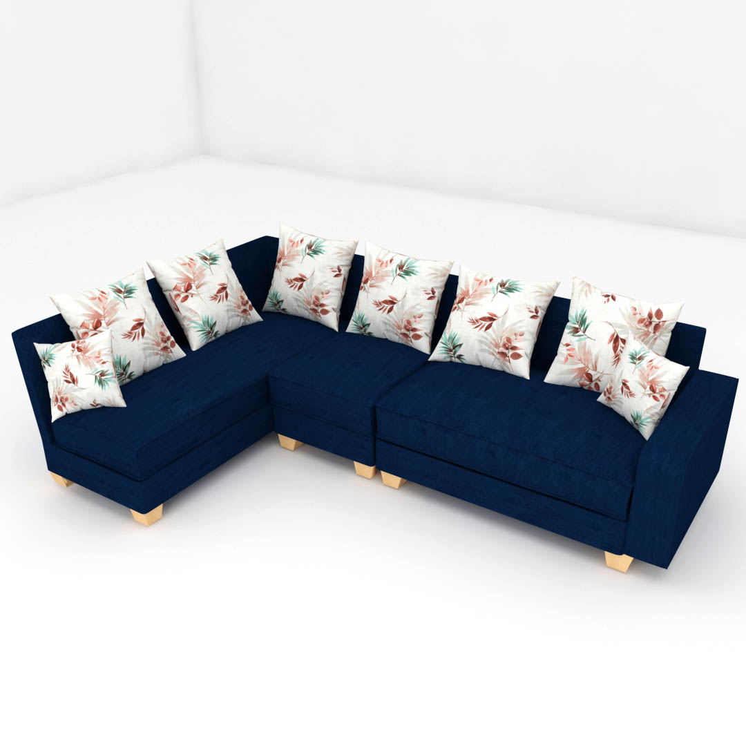 6 Seater RHS Sectional  Conner Sofa in Deep Royal Color