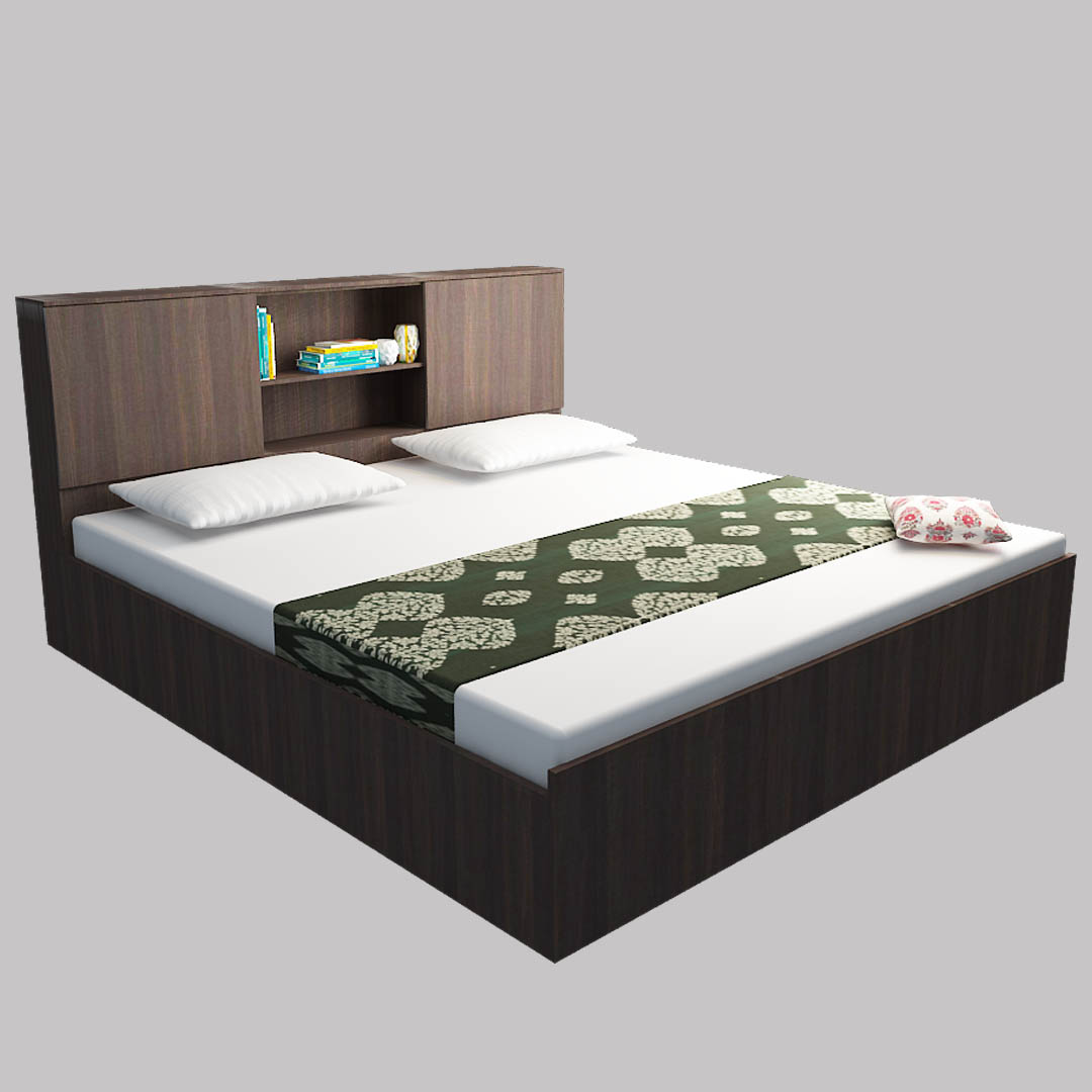 Queen Size Bed With Drawer In Swacut Dark Finish