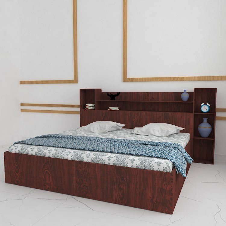 Queen Size Bed With Box Storage In Rose Wood