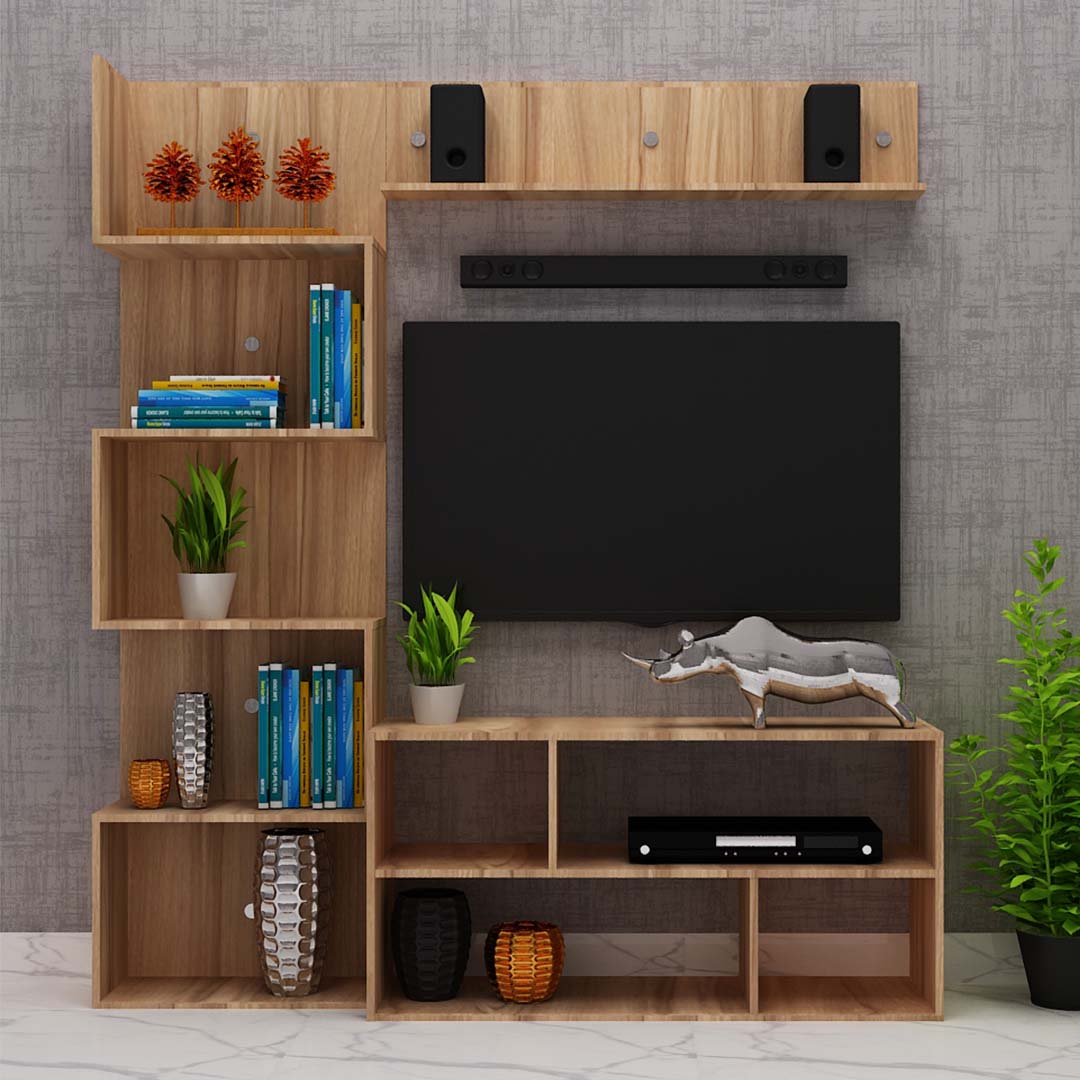 Wooden Modern Tv Unit With  Storage (In Asian Walnut)