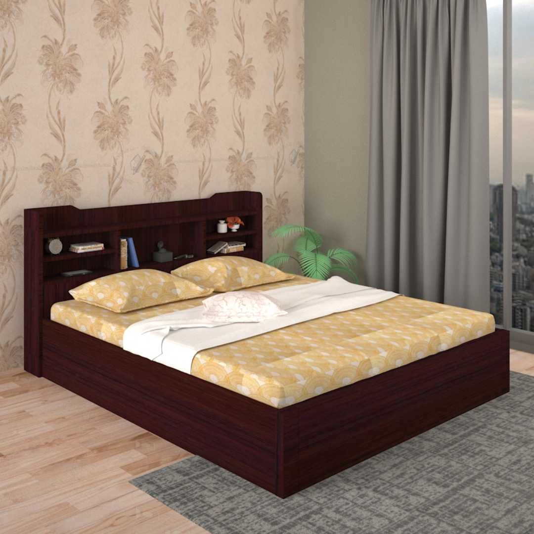 King Size Bed with Hydraulic In Sapeli Finish