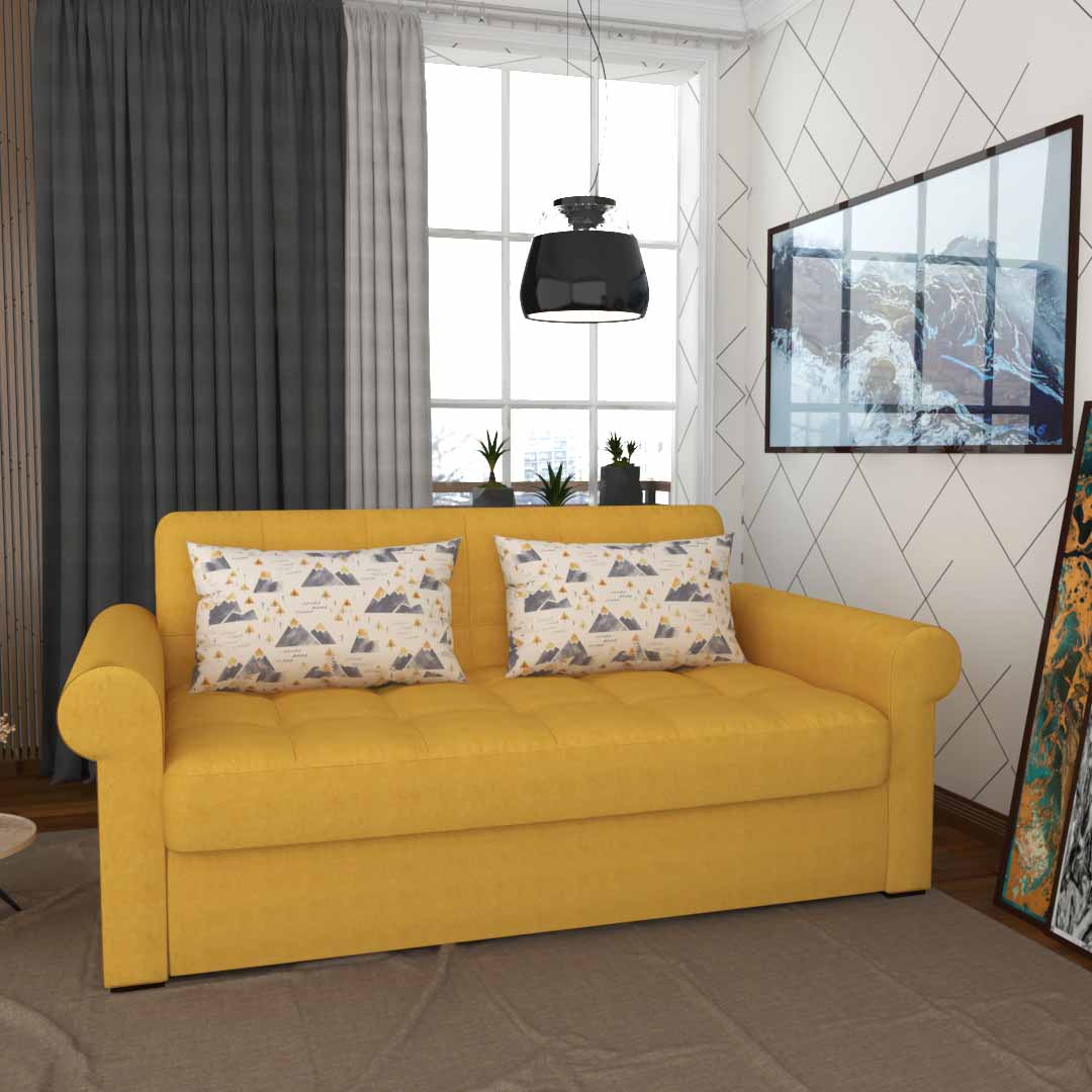 Sofa Cum Bed (Yellow Color)