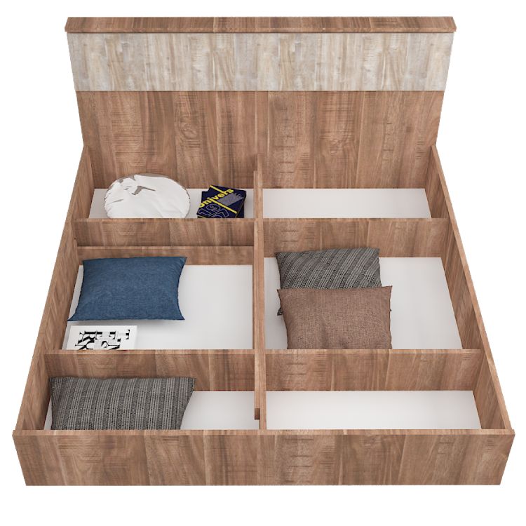 Modern King Size Bed With Storage In English Oak Dark