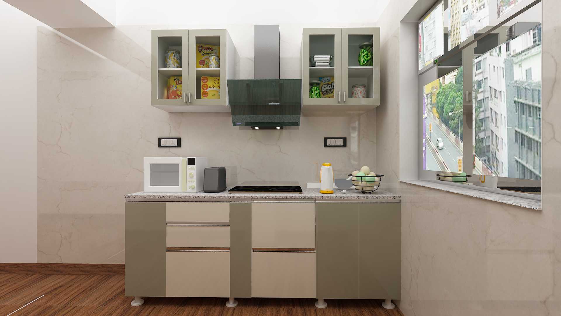 Modular Kitchen in Moon Grey Finish