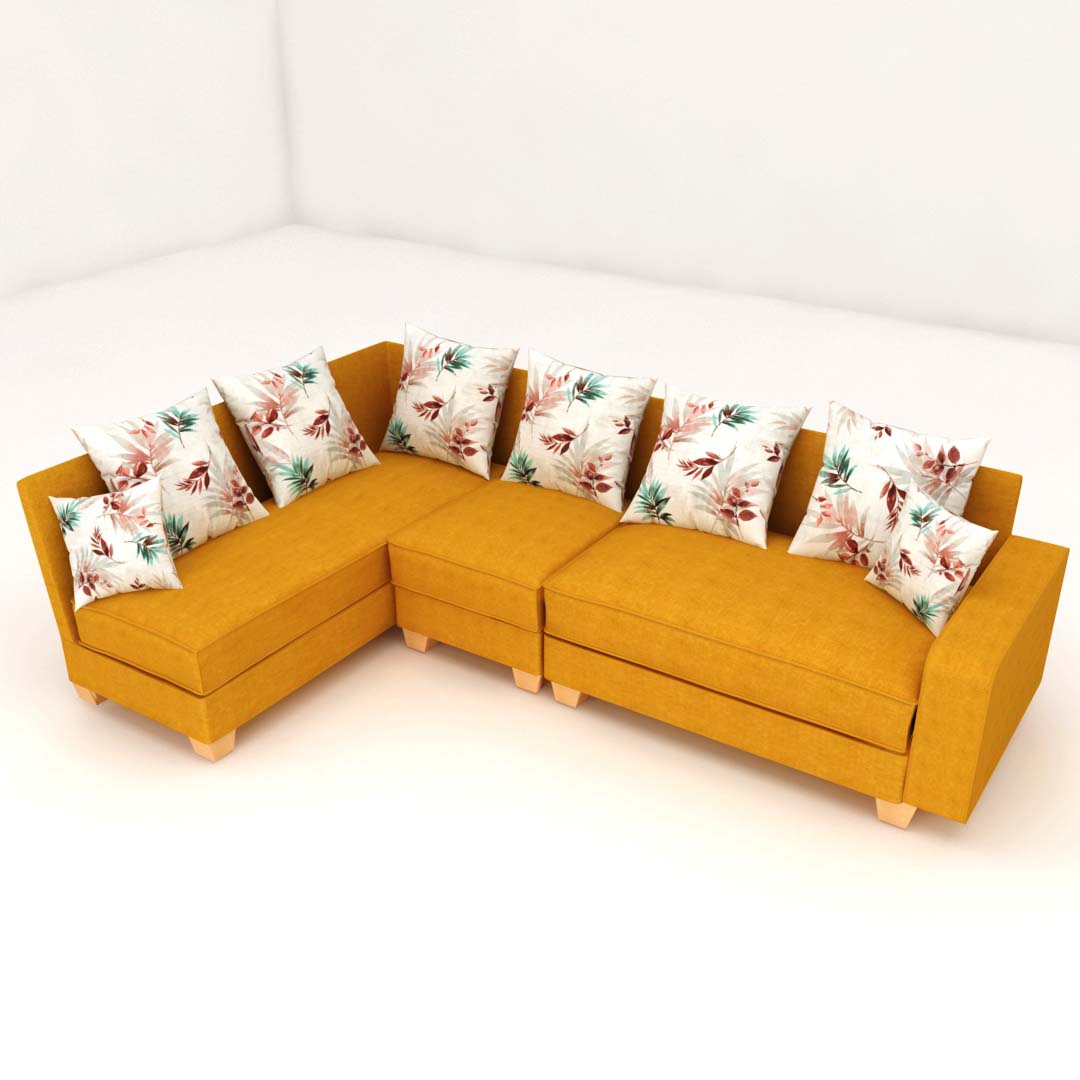 6 Seater RHS Sectional  Corner Sofa in Light Gold Color
