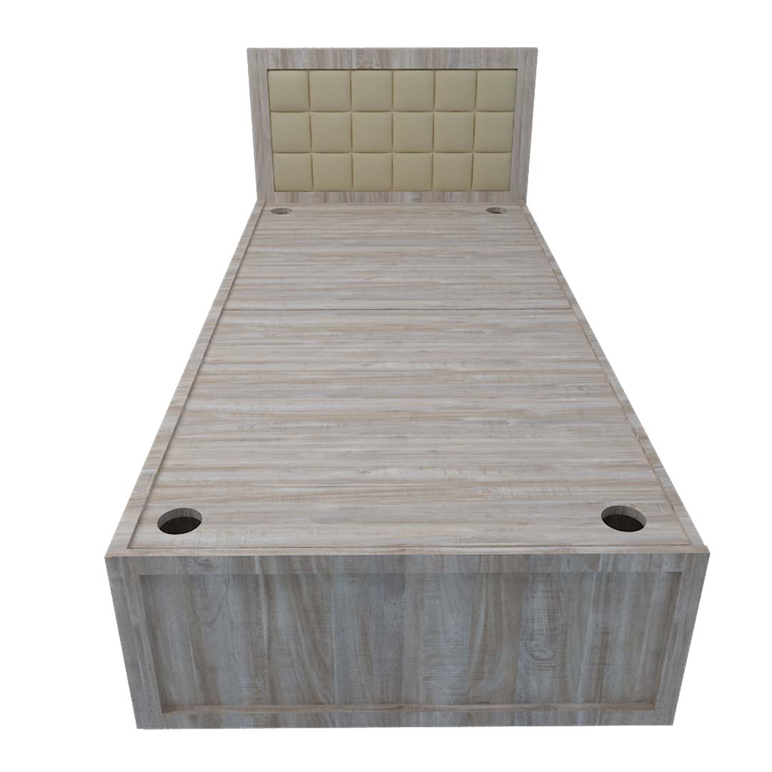 Headboard Padding Engineered Wood Single Bed (English Oak Light Finish)