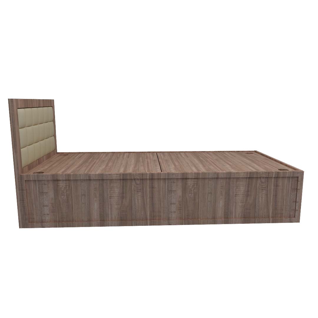 Headboard Padding Engineered Wood Single Bed (English Oka Dark Finish)