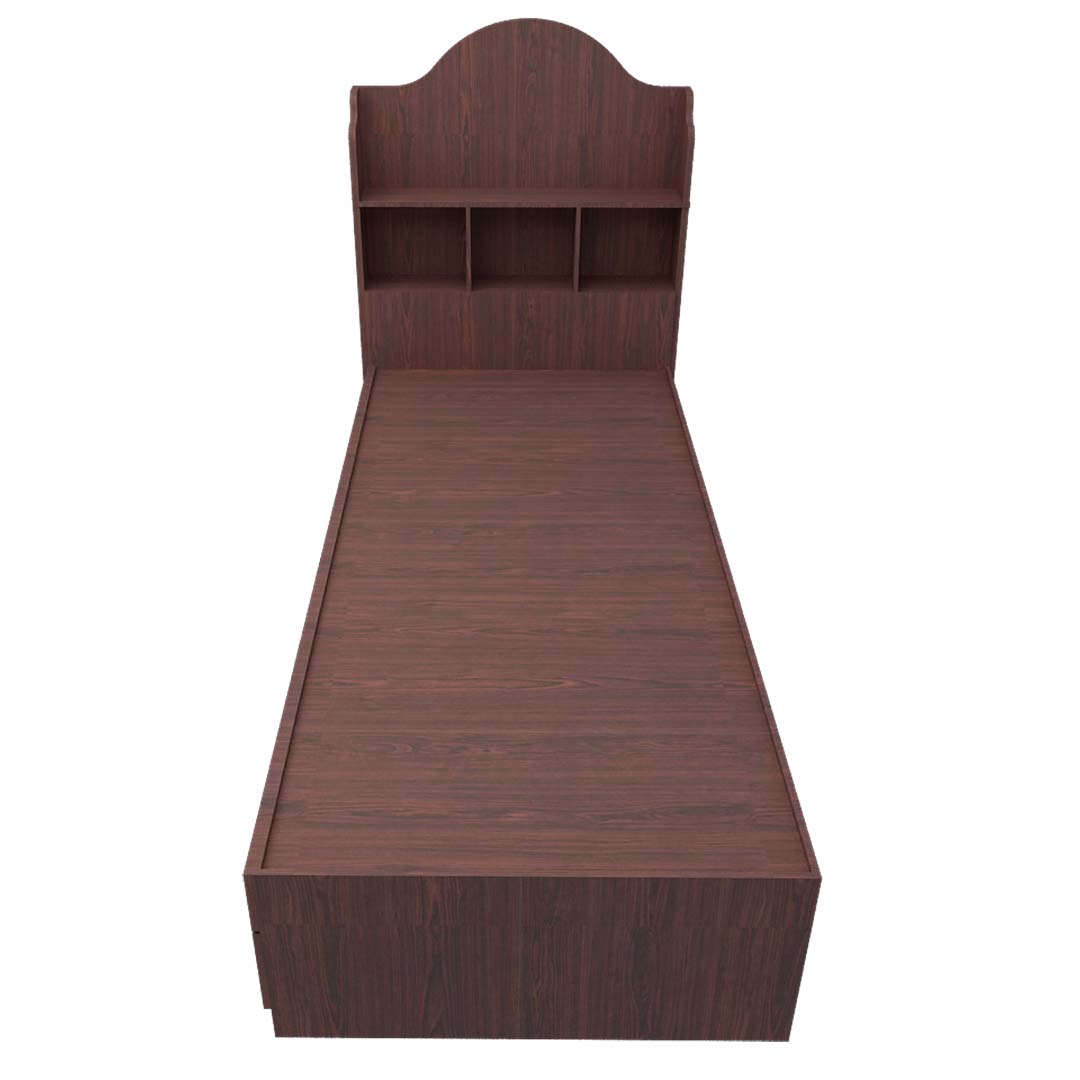 Headboard Storage Engineered Wood Single Bed with Drawers (Rose Wood Finish)