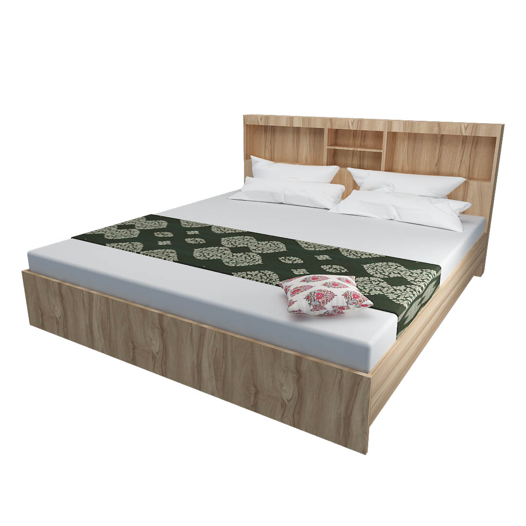 King Size Bed With Storage In Asian Walnut Finish