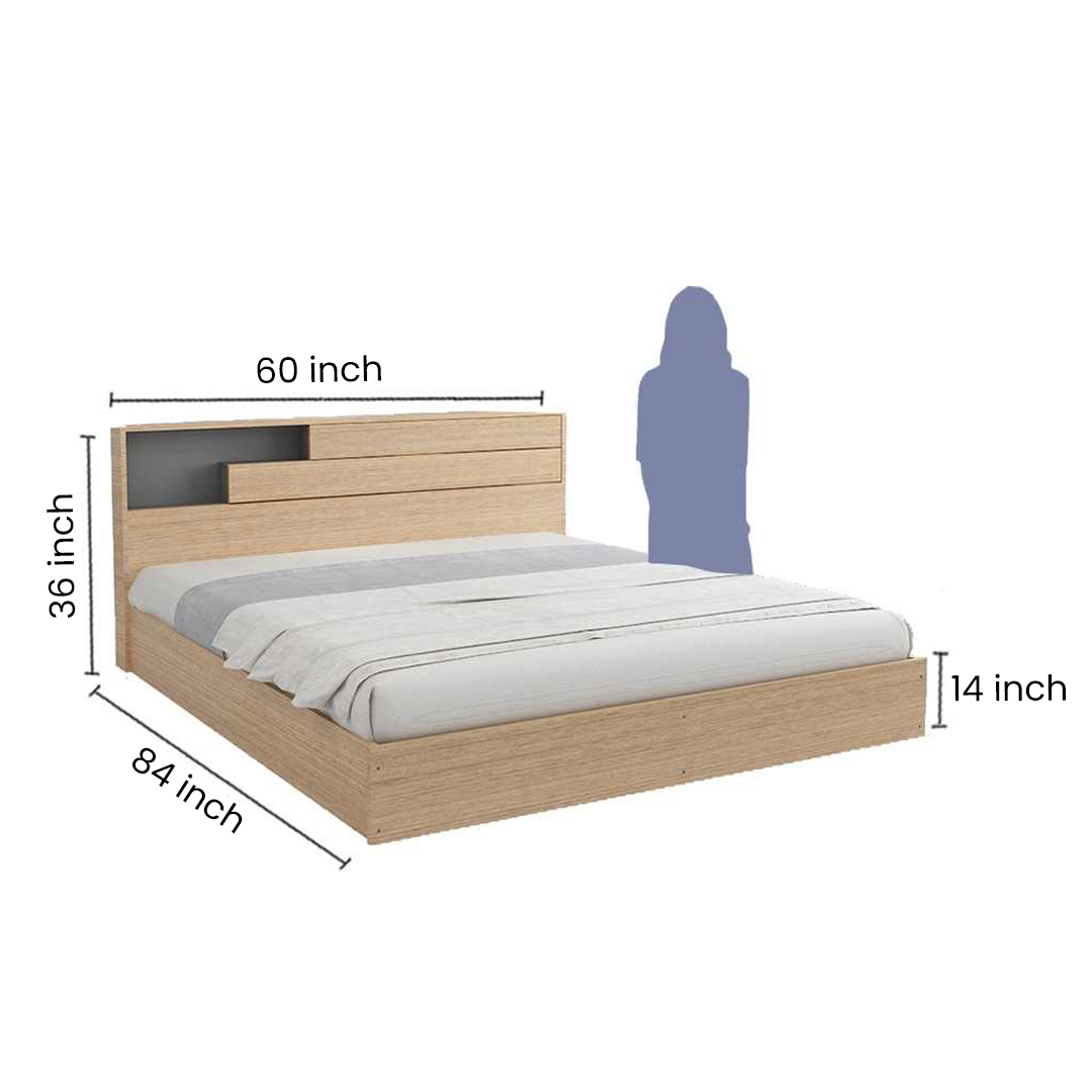 Queen Size Bed with Storage In Urban Teak Finish