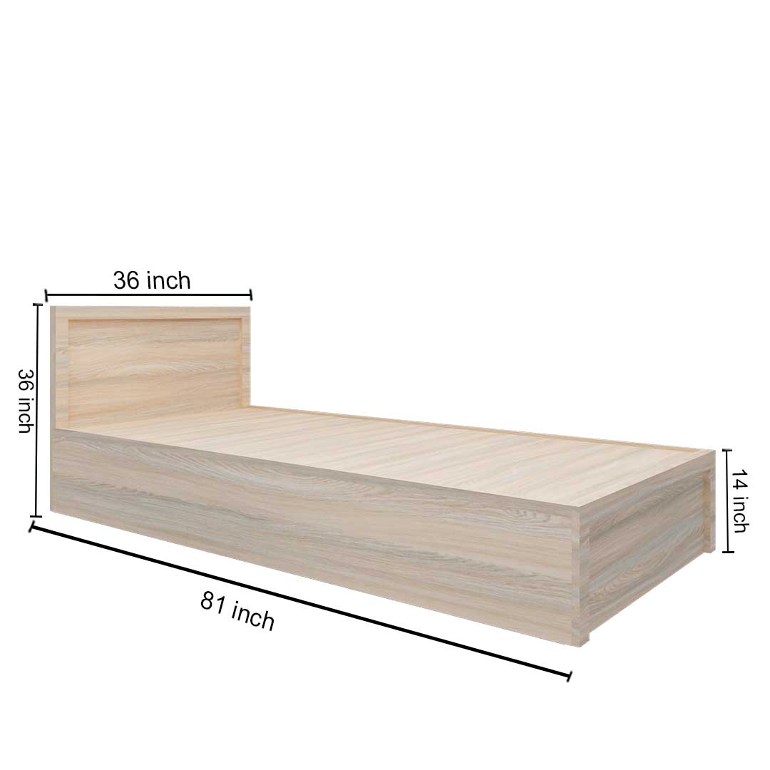 Non Storage Engineered Wood Single Bed with (Rolex Light Finish)