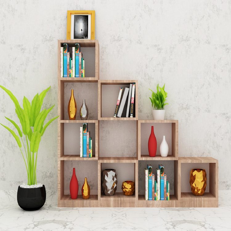 Burns 4 Shelves Book Shelf (In English Oak Dark)