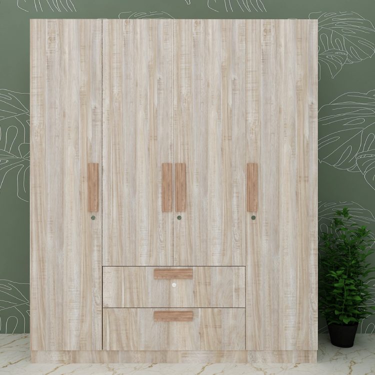 4 Door Wardrobe (In English Oak Light)