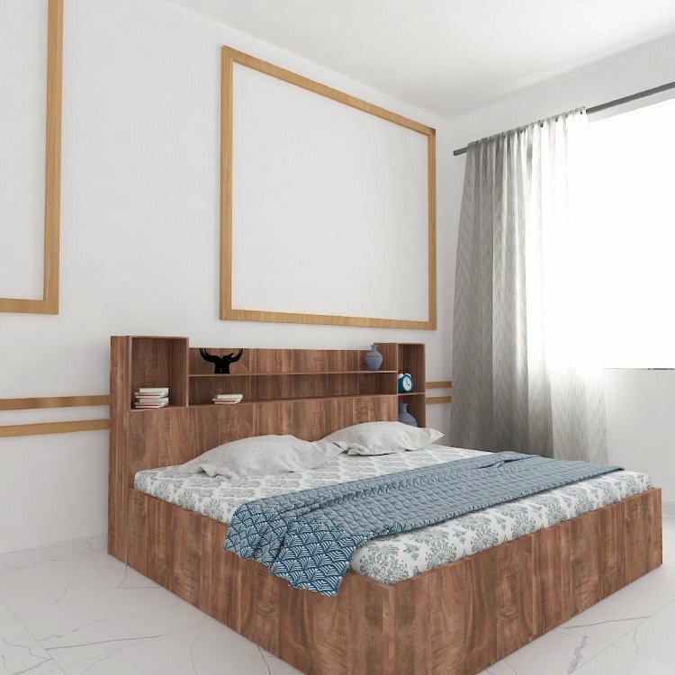 Modern King Size Bed With Storage In English Oak Dark