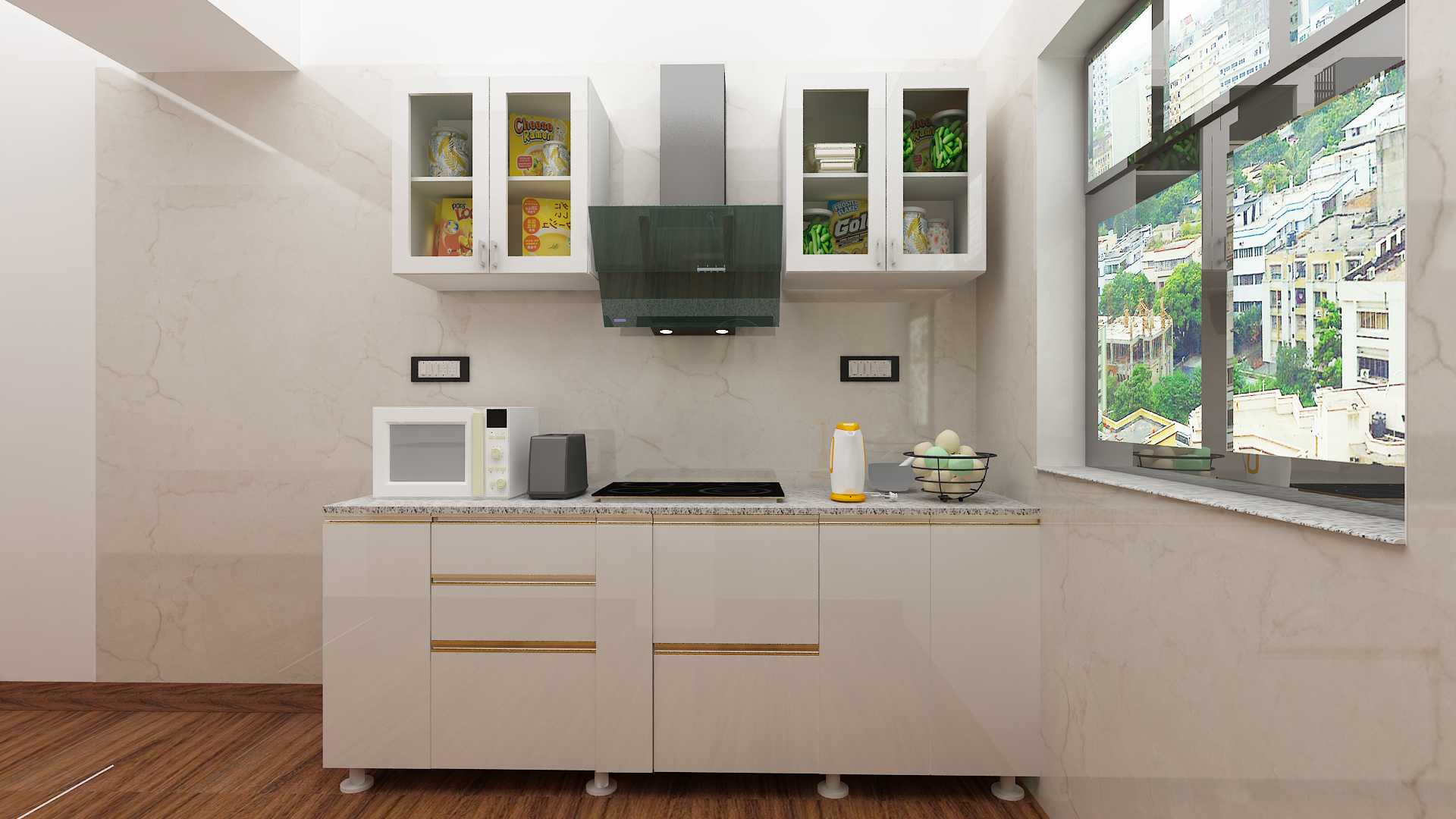 Modular Kitchen in Off White Finish