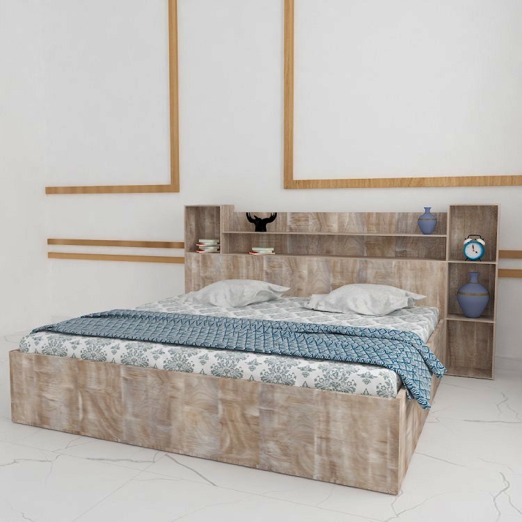 King Size Big Storage Bed In English Oak Light