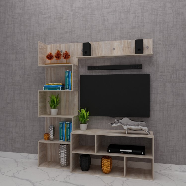Wooden Modern Tv Unit With Storage (In English Oak Light)