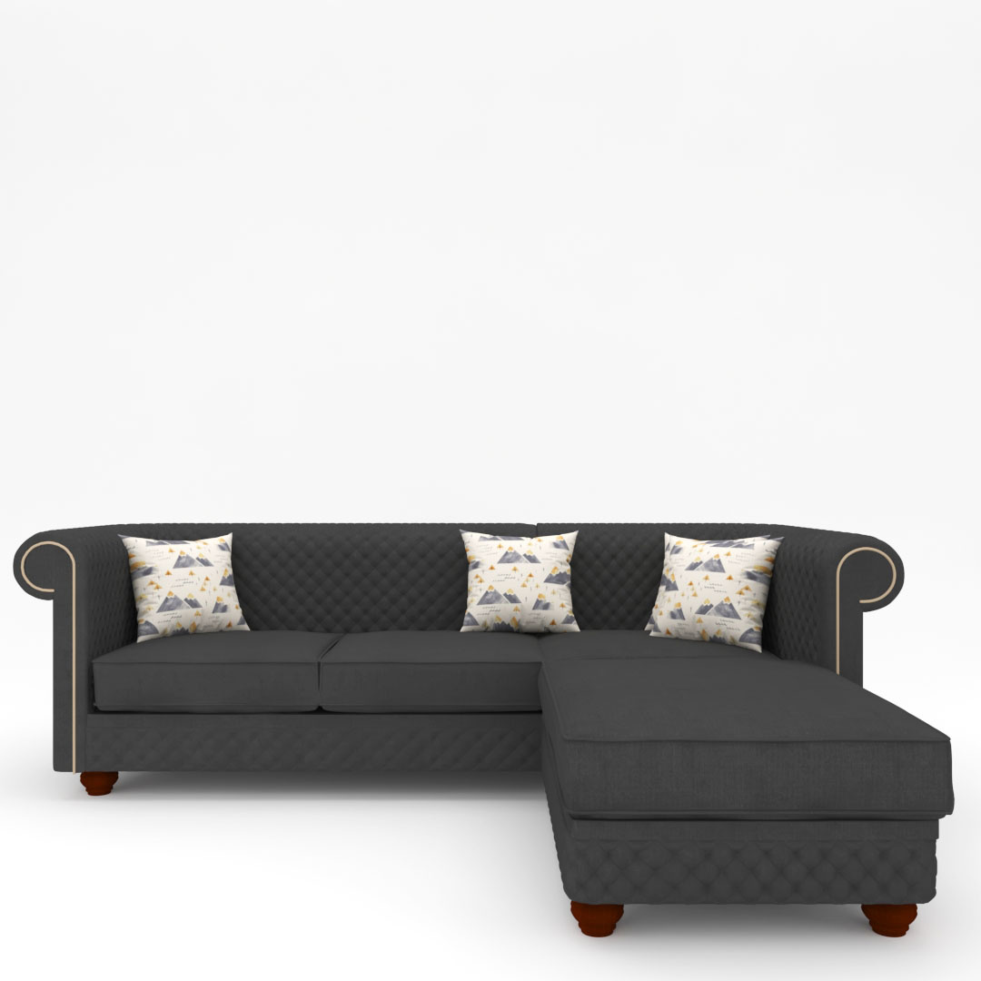 3 Seater LHS Sectional Sofa in Grey color