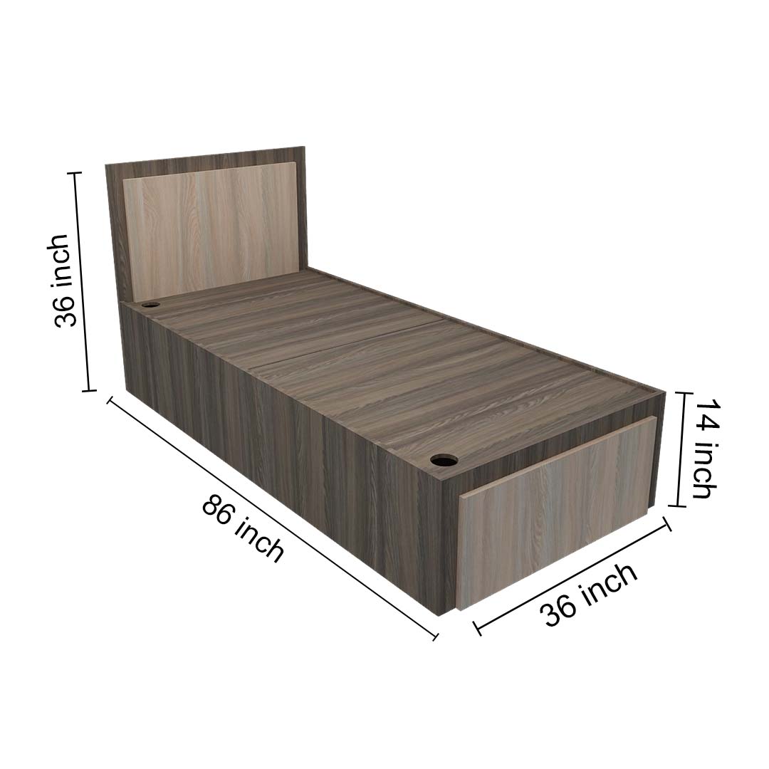 Classic Storage Single Bed(Single Size Bed in Rolex Dark)