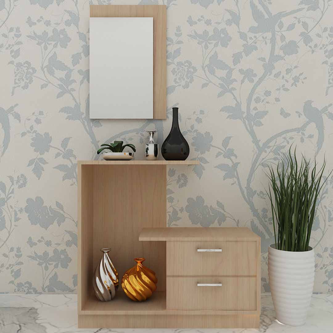 Dressing Table In Wall Hanging Mirror with F Maple