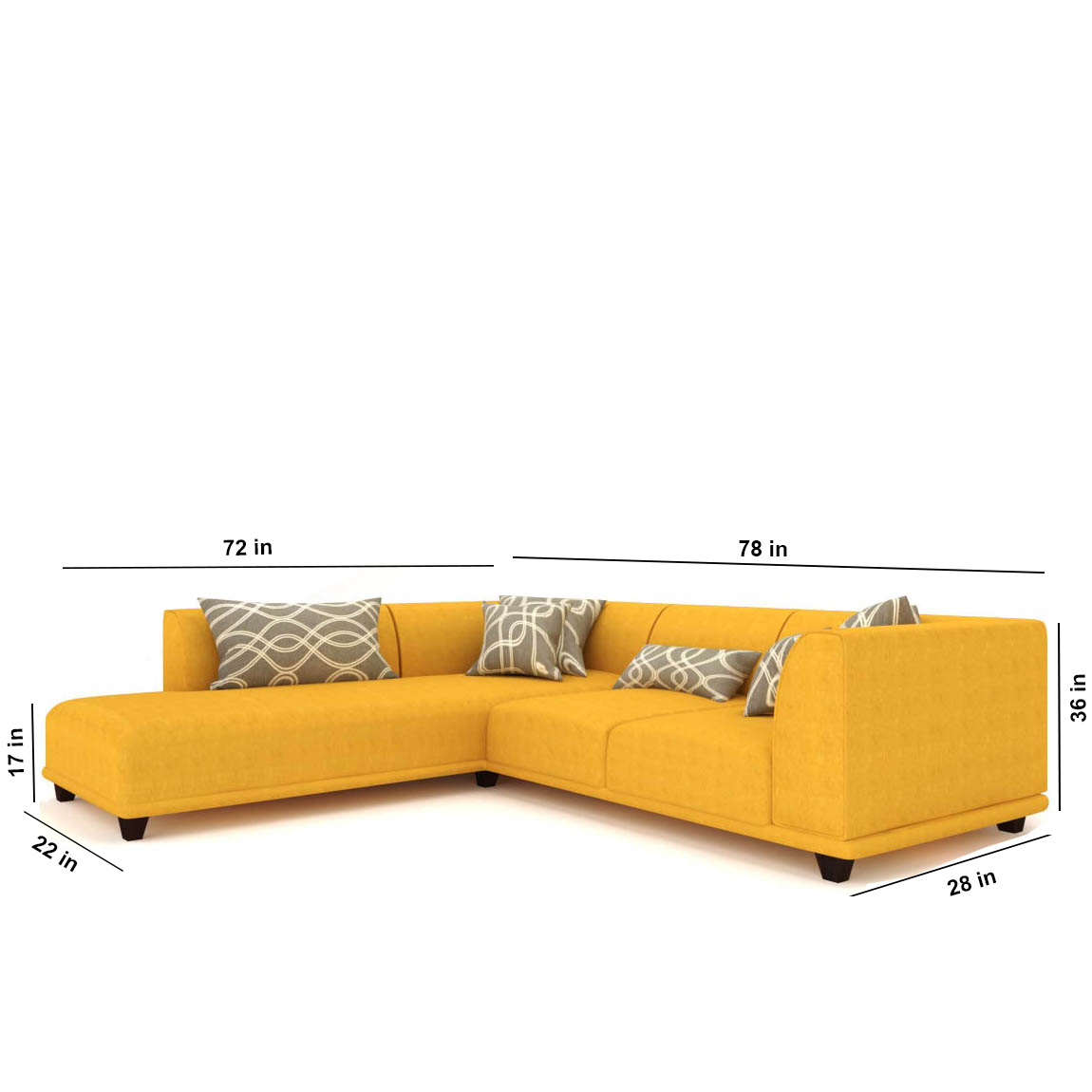  5 Seater RHS Sectional Corner Sofa