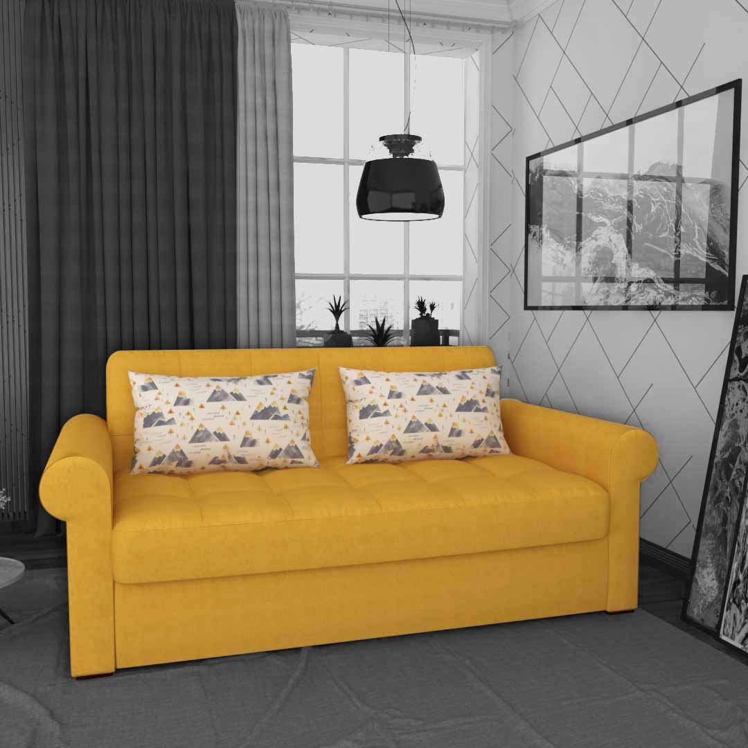 Sofa Cum Bed (Yellow Color)