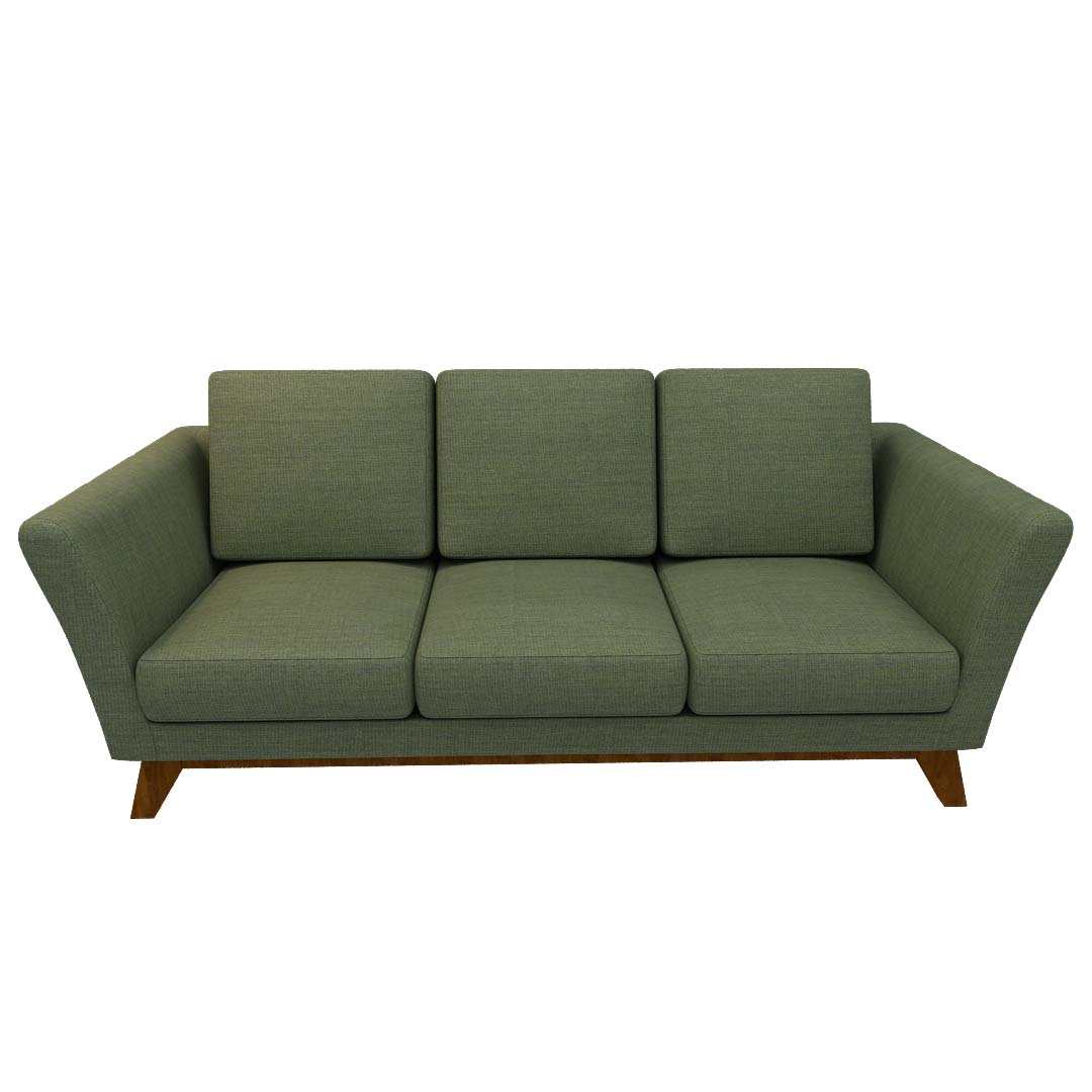 Modern Fabric Loveseat 3 Seater Sofa in Green