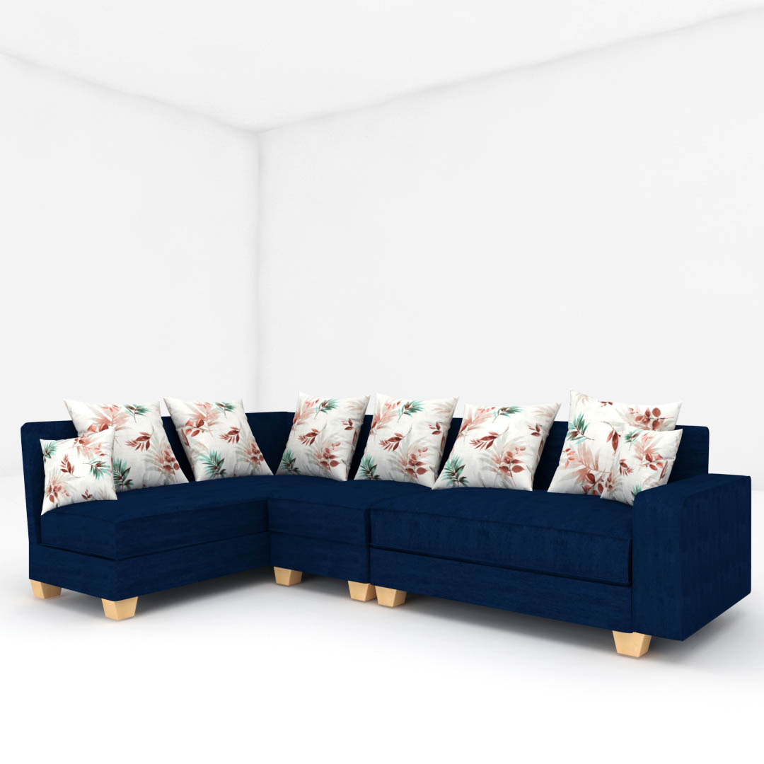 5 Seater RHS Sectional  Conner Sofa in Deep Royal Color