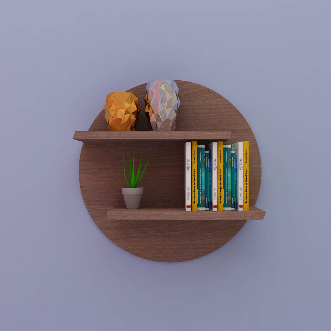 Circle Shape Wooden Wall Shelf