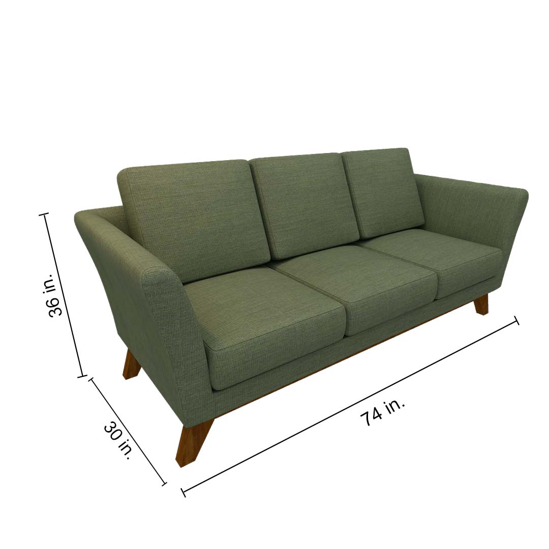 Modern Fabric Loveseat 3 Seater Sofa in Green