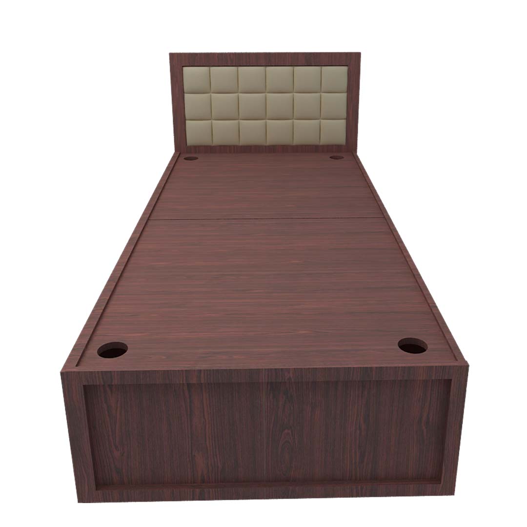 Headboard Padding Engineered Wood Single Bed (Rose Wood Finish)