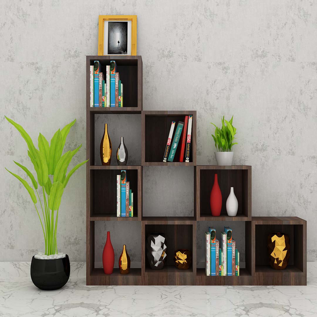 Burns 4 Shelves Book Shelf (In Pine Wood Dark)