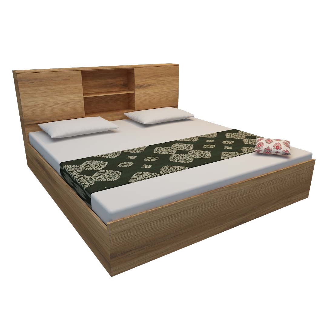 Queen Size Bed With Drawer In Matchwell Finish