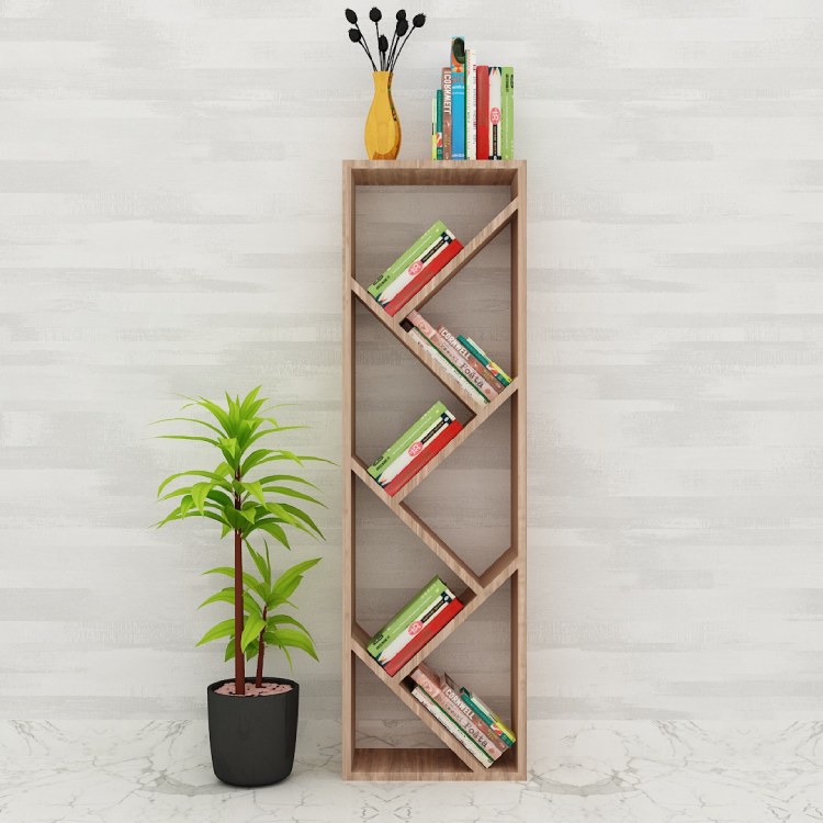 ZigZag Modern Bookcase (In English Oak Dark)