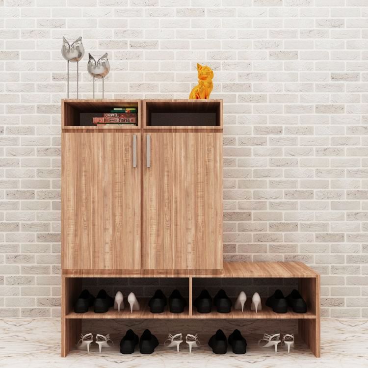 Shoe Cabinet With Sitting In English Oak Dark