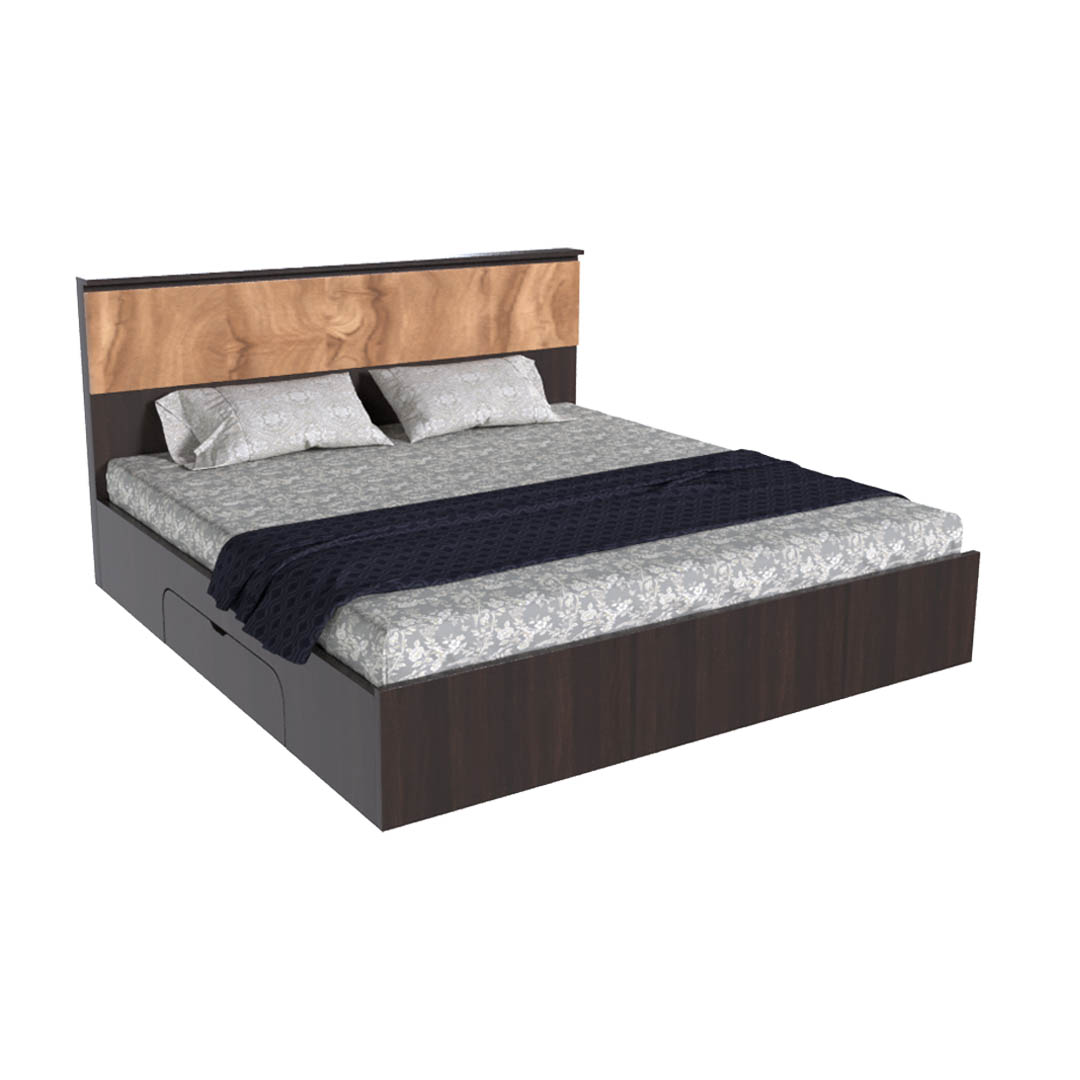 Modern Queen Size Bed With Storage In Swacut Dark