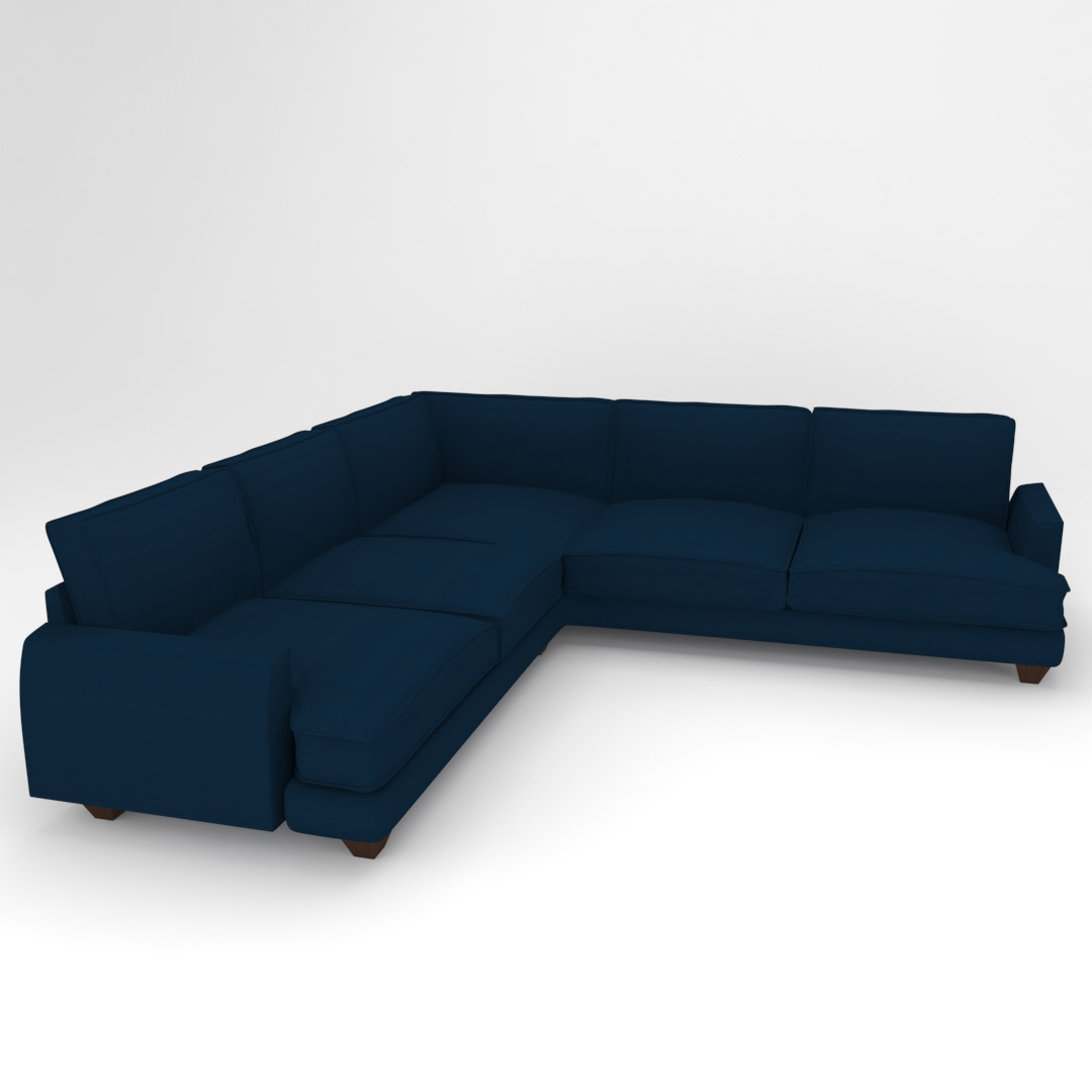 5 Seater LHS Sectional Corner Sofa in Blue Color