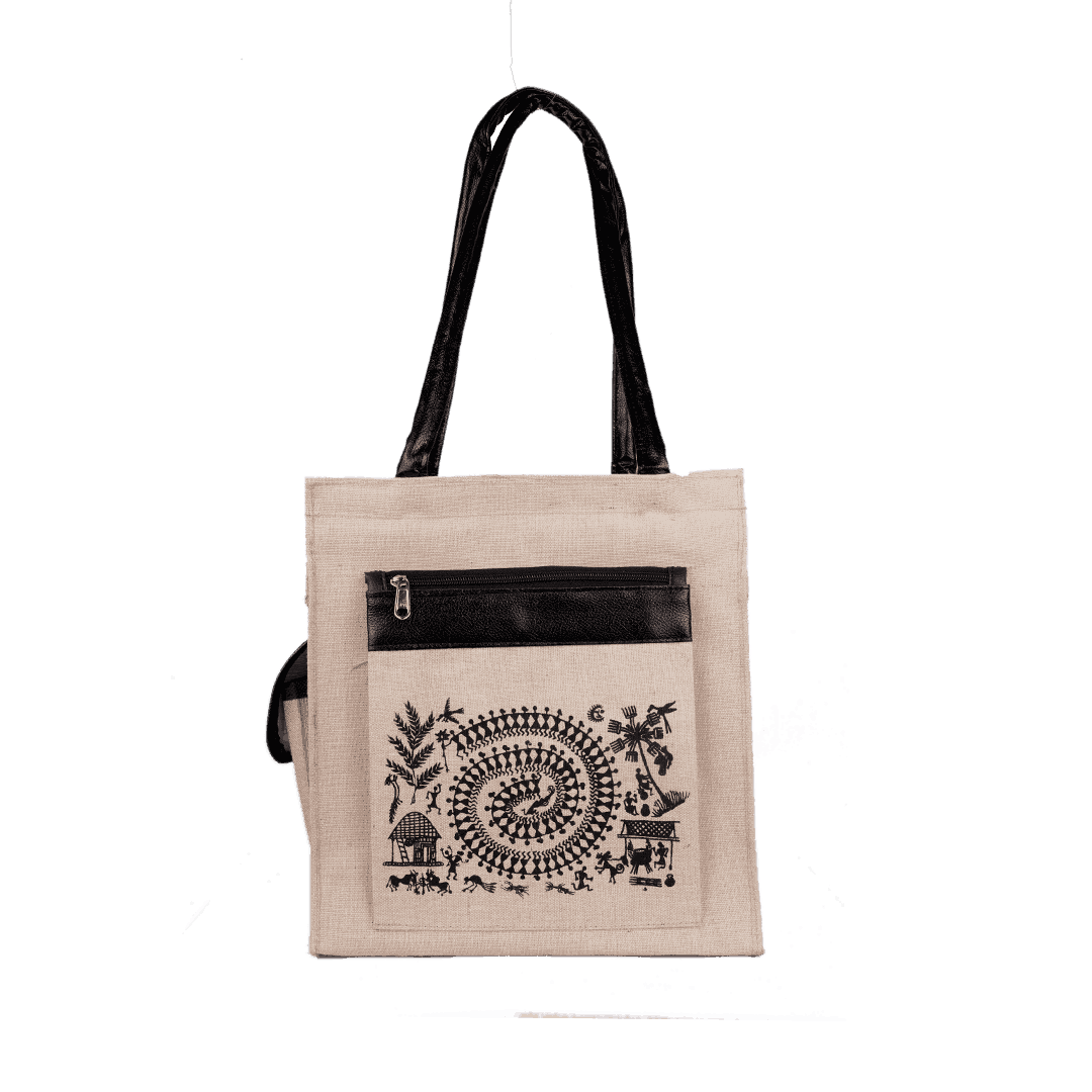 Madhubani Black Art (Sautan Small) Canvas Bag