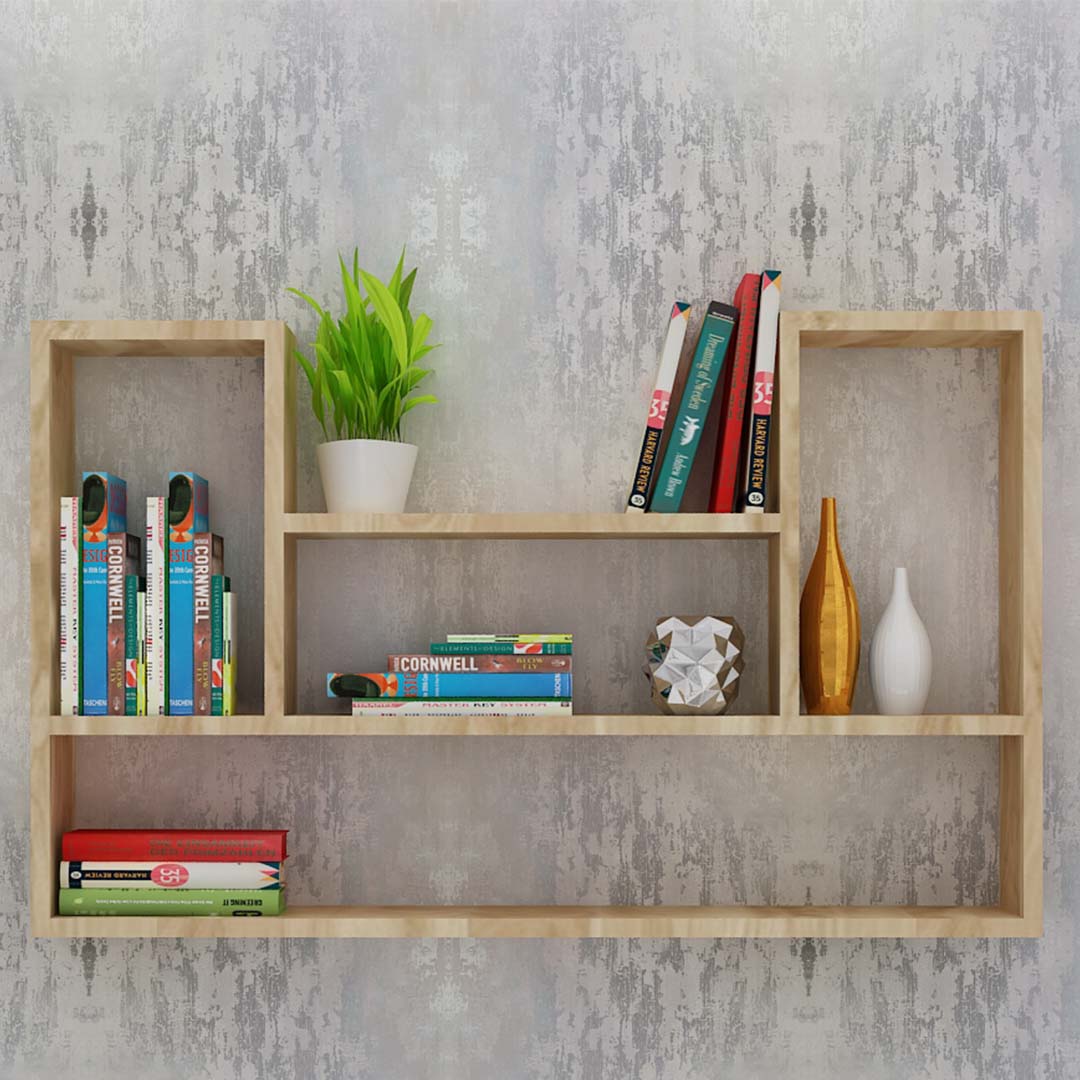 Modern Multifunctional BookShelf (In Sape Walnut Light)