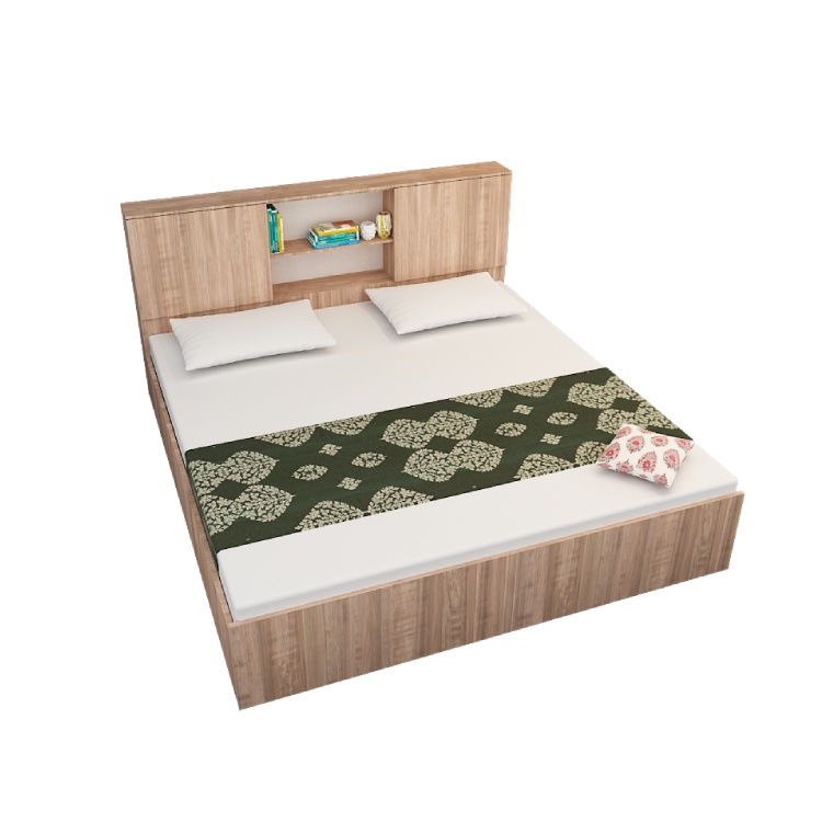 Queen Size Bed with Storage In English Oak Dark Finish