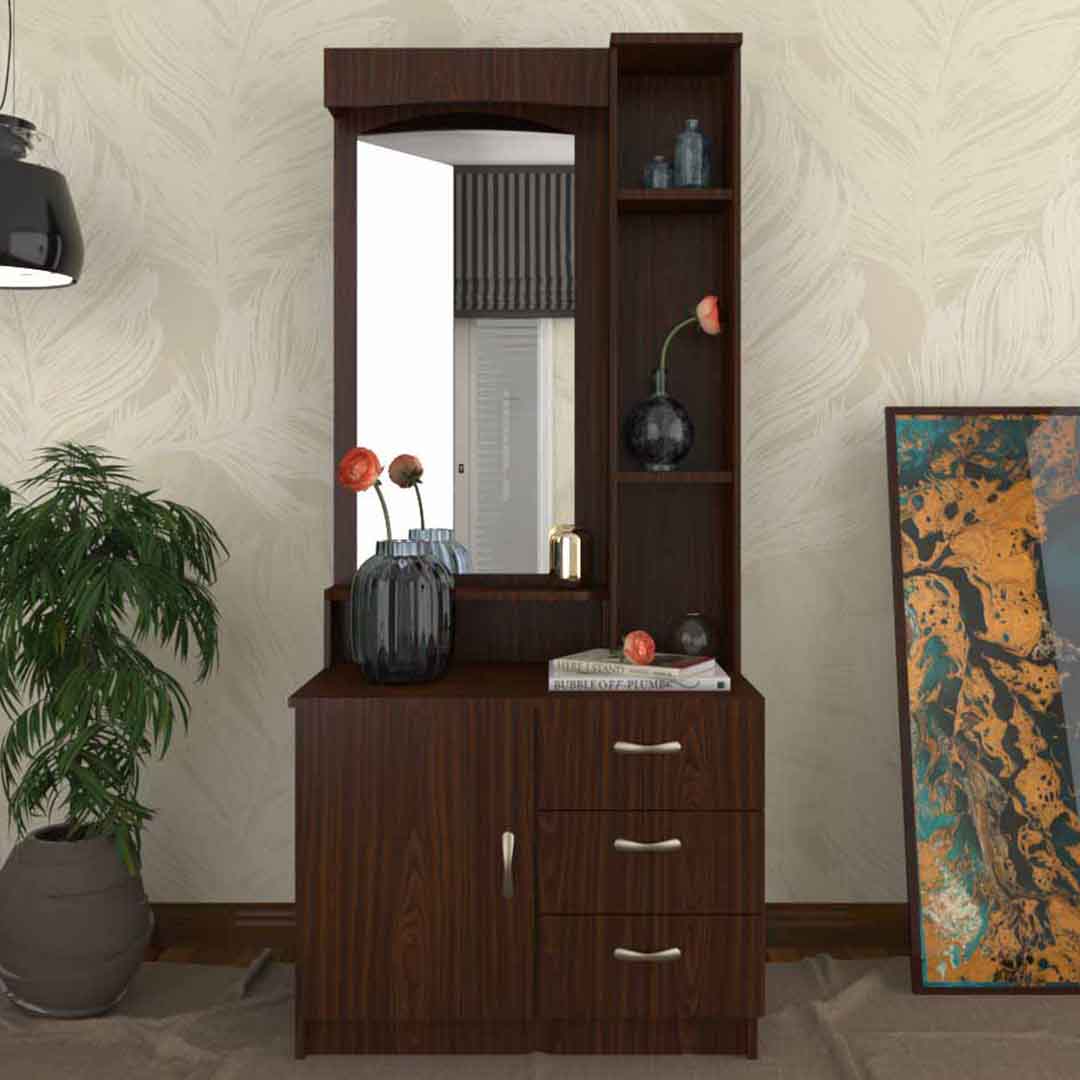 Dressing Unit (In Classic Planked Walnut Brown Finish)