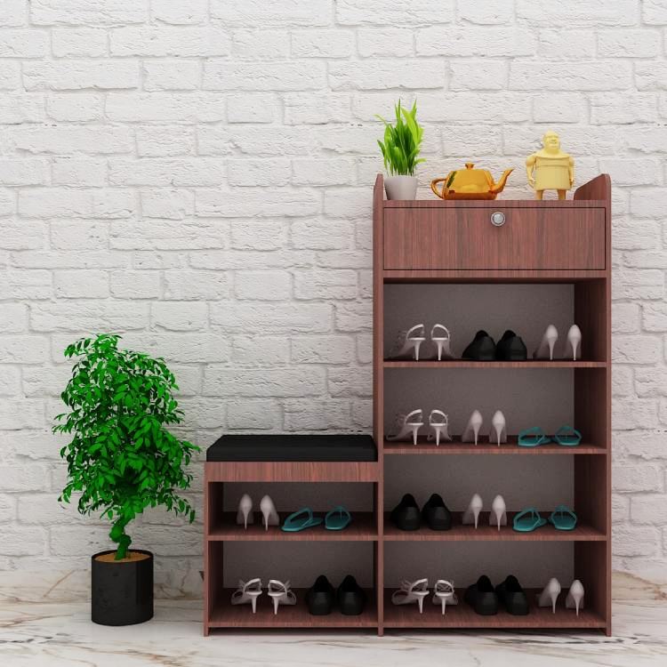 Open Shoe Rack With Sitting  In Rose Wood