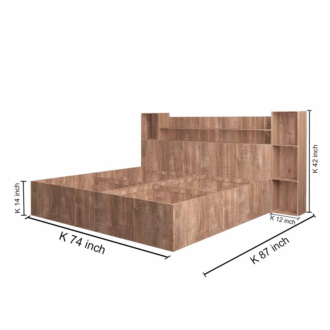 Modern King Size Bed With Storage In English Oak Dark