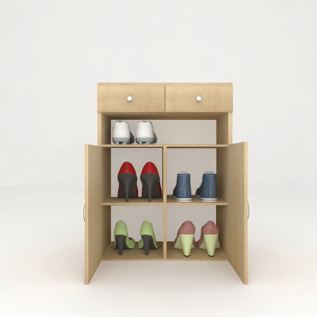 Shoe Rack With Drawer (In Thansau Maple Finish)
