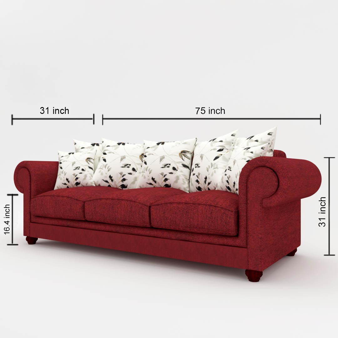 3 Seater Sofas (In burgundy color)